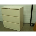 Off White 3 Drawer Lateral File Cabinet, Locking